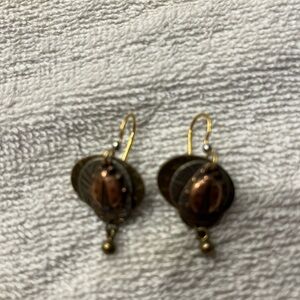 Wire gold tone earrings ladybug image